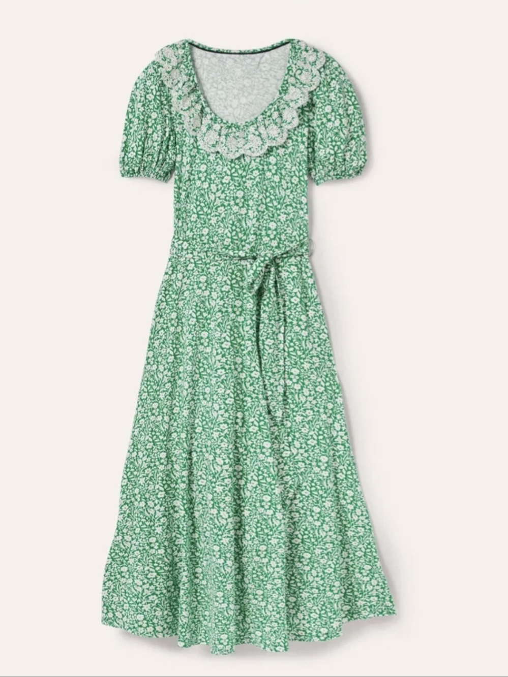 NWT New Boden Trim Floral Green Spring Jersey Midi Dress Us 20-22r - Picture 4 of 7